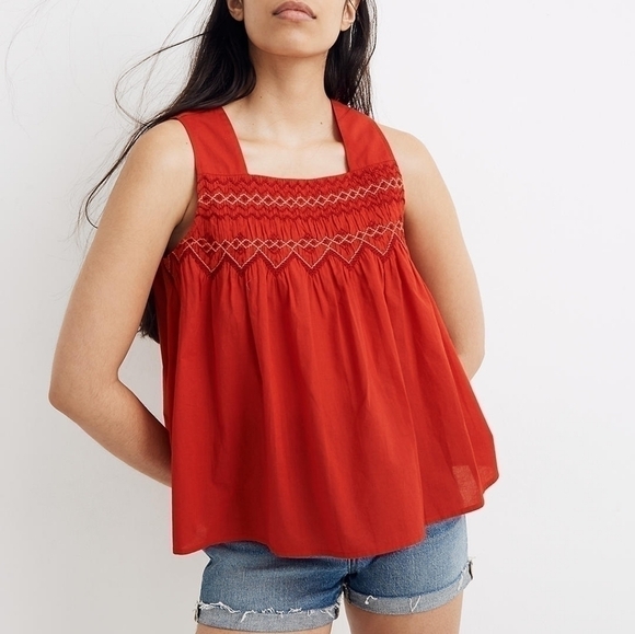 Madewell Tops - Madewell - NWT Embroidered Smocked Tank Top